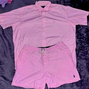 Men’s pink ‘Polo Ralph Lauren’ shirt & short set!